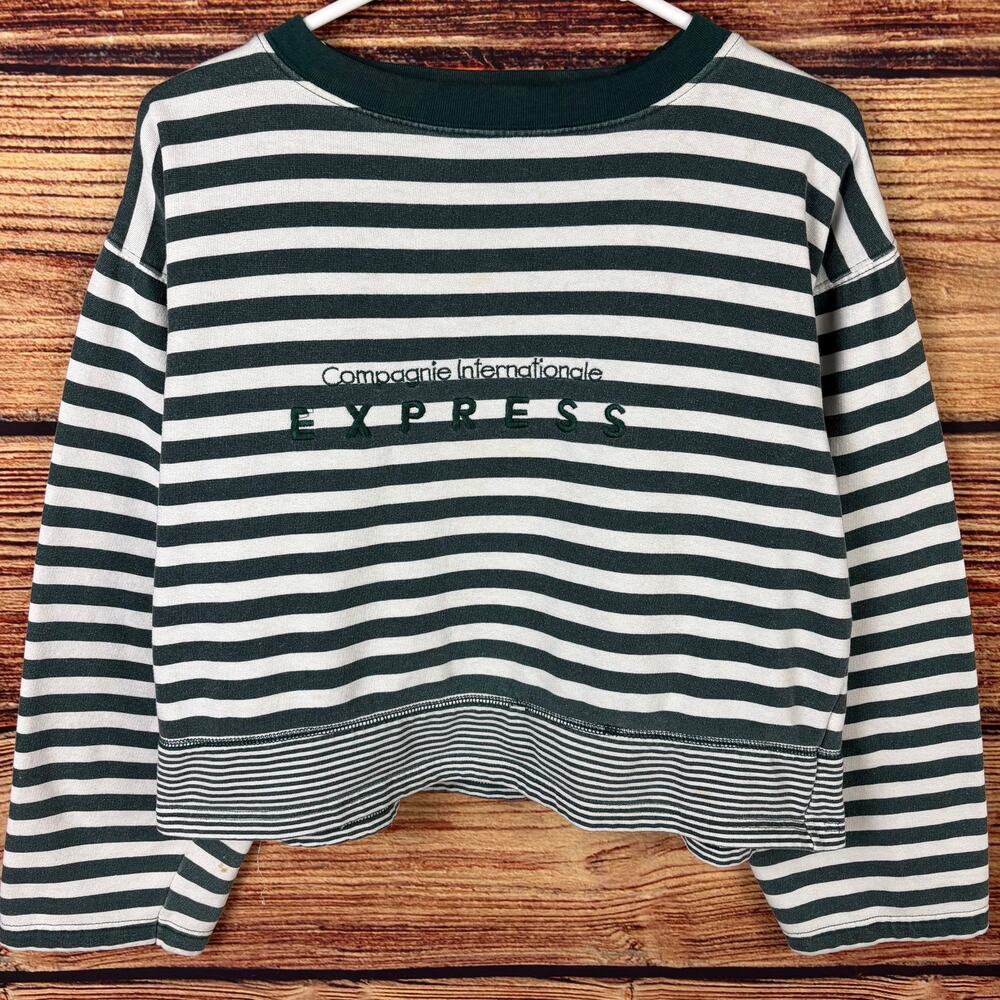 Vintage 1990s Express Jeans Co. Striped Crop Top Crewneck